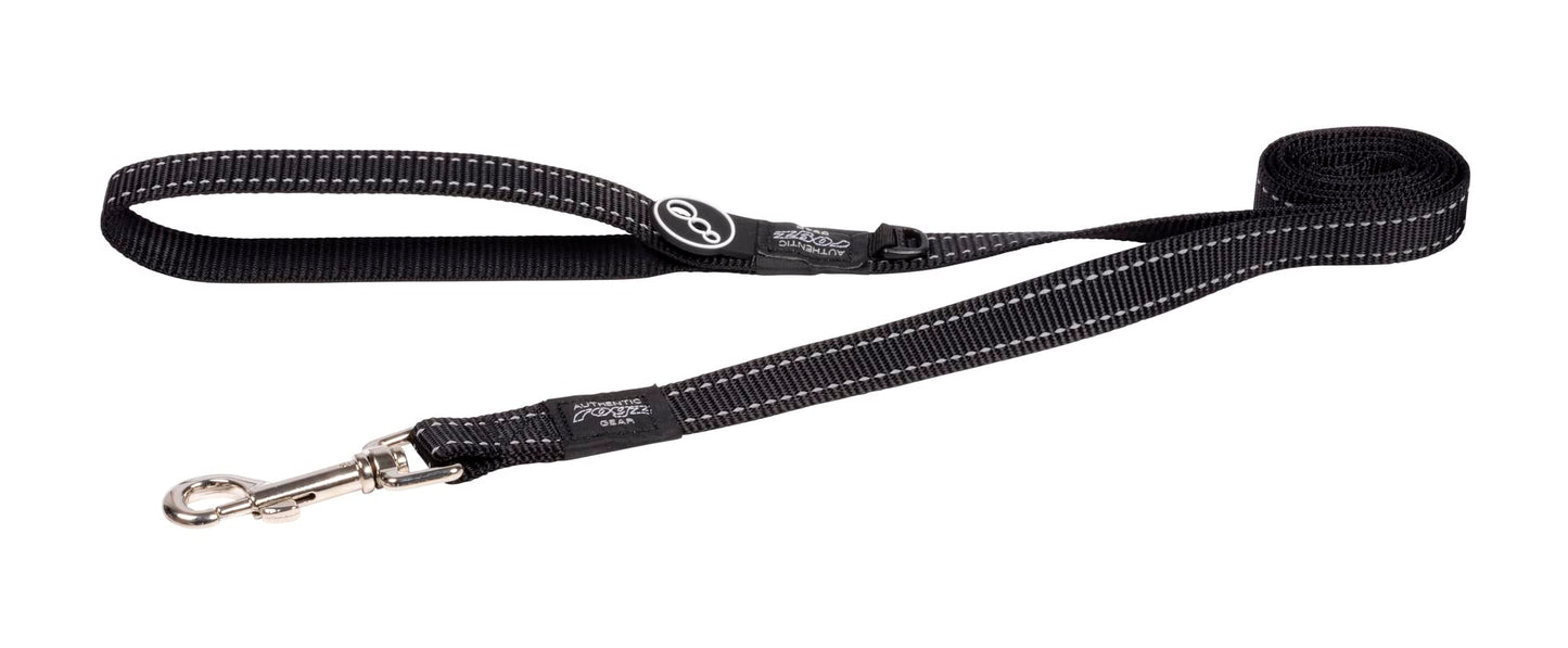 Reflective Dog Leash for Large Dogs, 3/4" wide, 6' long, Black