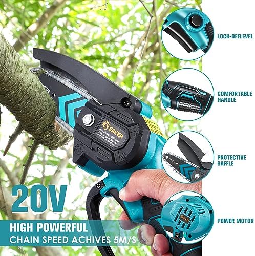 Saker Mini Chainsaw,Portable Electric Chainsaws Cordless,Handheld Chain Saw Pruning Shears Chain Saws for Tree Branches,Courtyard,Household and Garden,Gift for Men Dad Husband Women