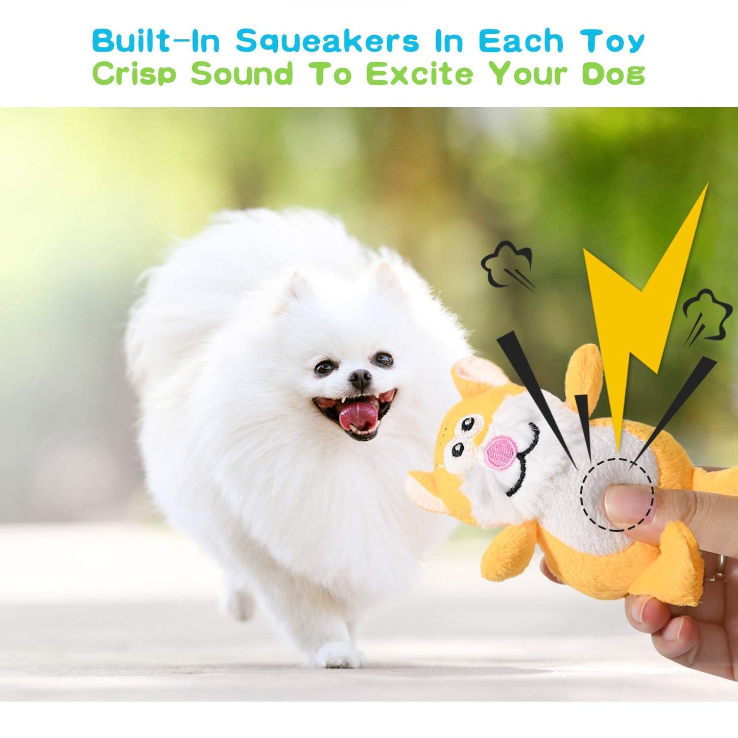 LEGEND SANDY Squeaky Dog Toys for Puppy Small Medium Dogs, Stuffed Samll Dog Toys Bulk with Plush Pet Doggie Toy Set, Cute Safe Pet Chew 12 Pack for Puppies Teething