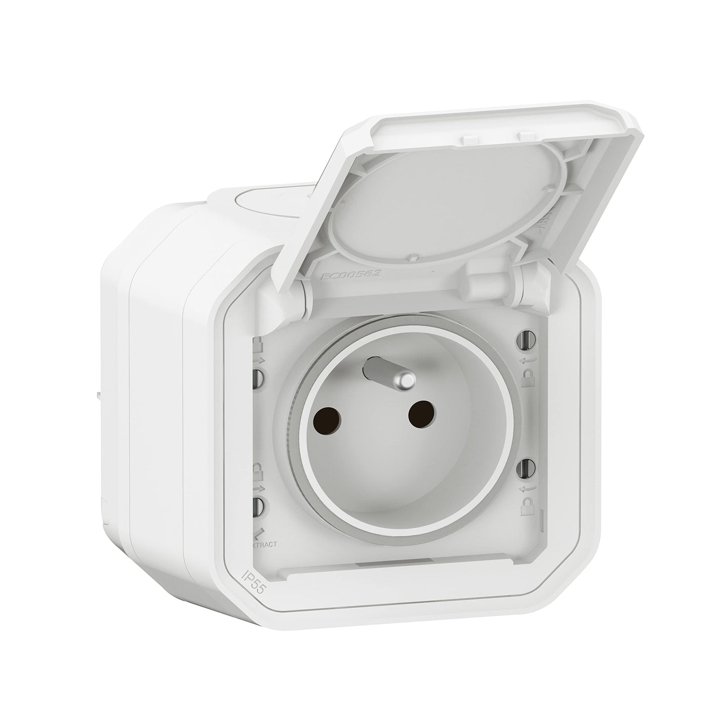 LEGRAND - Waterproof socket IP55 with Plexo earth – socket 2P+T 16 A complete with valve – for installation in apparently – made in France – white