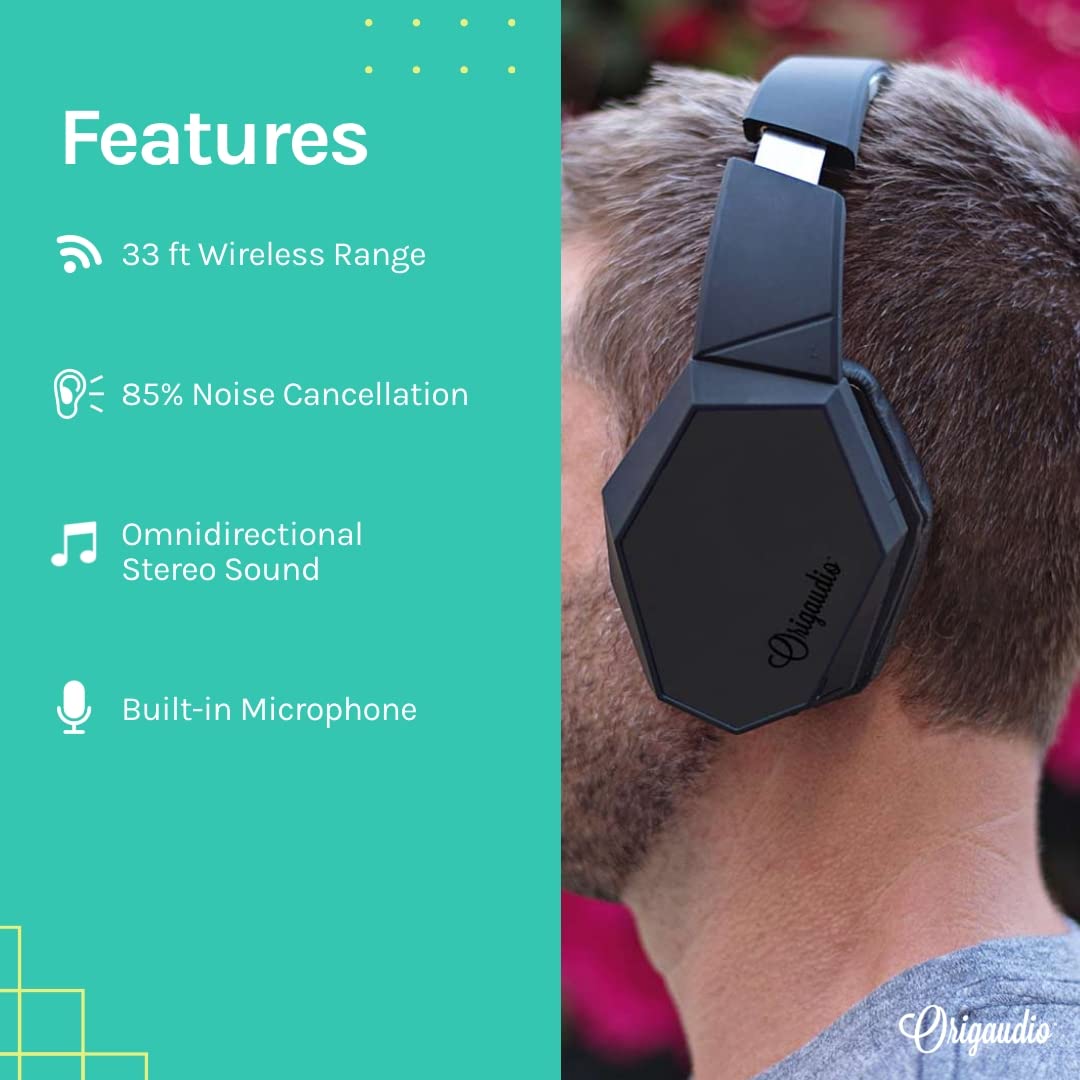 Origaudio Wrapsody Wireless Noise-Cancelling Headphones - Over 10 Hours of Play Time and 85% Noise-Canceling Effect - 33-Foot Wireless Range