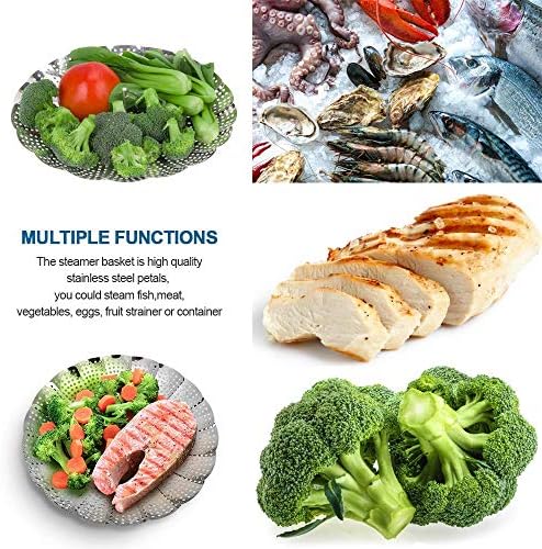 Vegetable Steamer Basket, Premium Stainless Steel Veggie Steamer Basket - Folding Expandable Steamers to Fits Various Size Pot (Extra Large (6.5" to 11"))