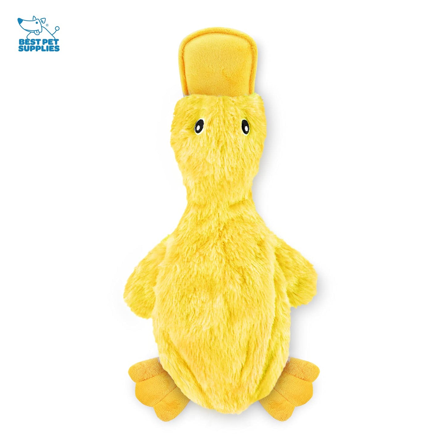 Best Pet Supplies Crinkle Dog Toy for Small, Medium, and Large Breeds, Cute No Stuffing Duck with Soft Squeaker, Fun for Indoor Puppies and Senior Pups, Plush No Mess Chew - Yellow, Purple & Turquoise
