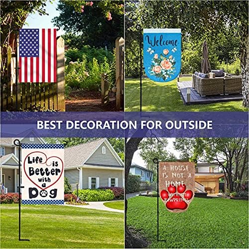 YEAHOME 2PC Garden Flag Holder Stand, Weather-Proof Yard Flag Pole Black Metal Powder-Coated Flagpole with Tiger Clip and Rubber Stopper for Garden Flags Outdoor Decorations