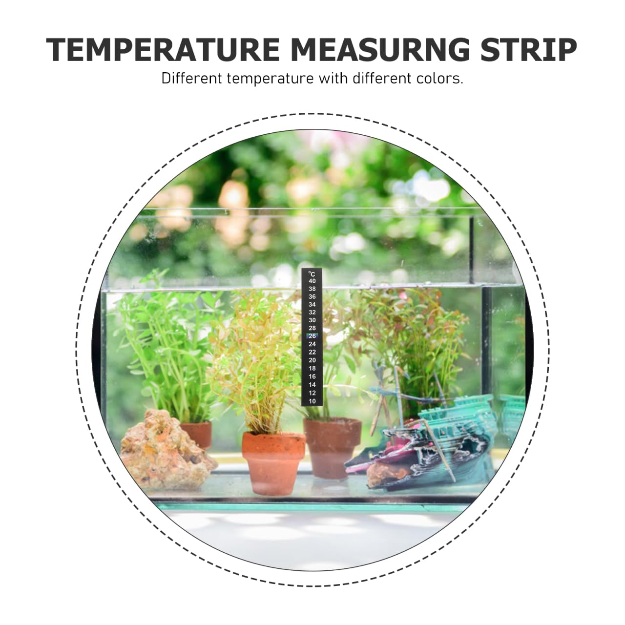 FRCOLOR 30Pcs Aquarium Thermometer Indoor Fish Tank Thermometer Sticker Discoloration Liquid Crystal Temperature Strips Adhesive Home Use