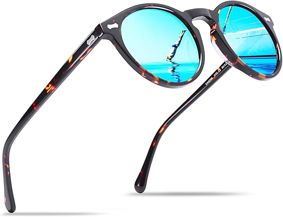 CARFIA Vintage Polarized Sunglasses for Men UV400 Protection Retro Fashion Eyewear Hand-crafted Acetate Frame CA5288L