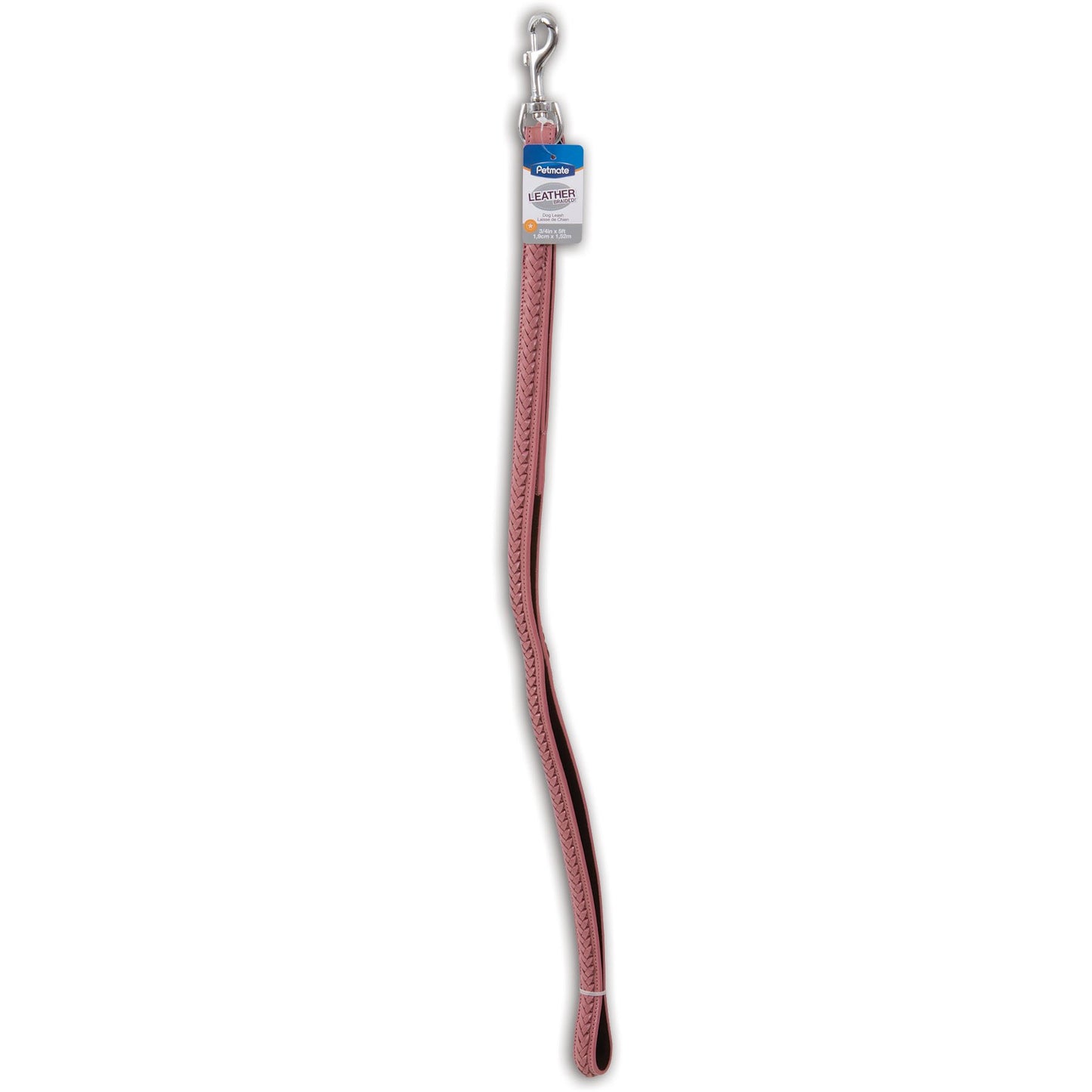 Aspen Pet Products Braid Leather Petmate Lead, 3/4" x 5', Pink