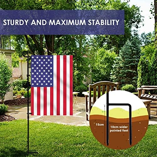 YEAHOME 2PC Garden Flag Holder Stand, Weather-Proof Yard Flag Pole Black Metal Powder-Coated Flagpole with Tiger Clip and Rubber Stopper for Garden Flags Outdoor Decorations