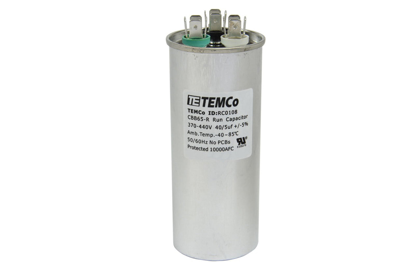 10 Pack TEMCo 40+5 uF Dual Run Capacitor CBB65, 40/5 MFD, 370-440V, Round, 50/60Hz | for HVAC AC Fan, Motor, Blower Applications
