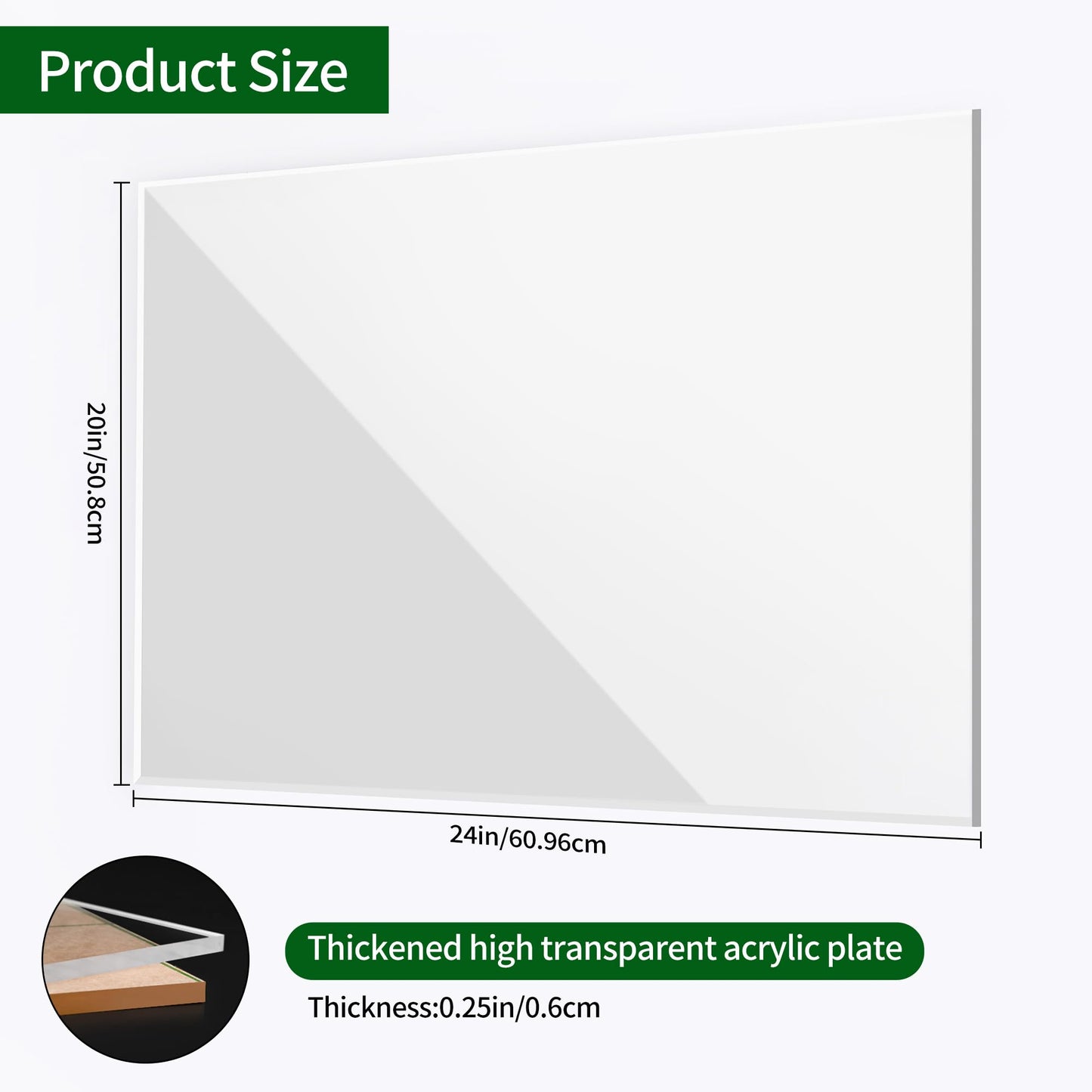 Lesnlok 2 Pack 20"x 24" Clear Plexiglass Sheet 1/4 Acrylic Sheet 6mm Thick Use for Craft Projects,Signs,Sneeze Guard and More
