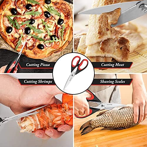 iBayam Kitchen Scissors All Purpose Heavy Duty, Kitchen Utensils Set, Stainless Steel Cooking Utensils Gadgets, Meat Poultry Food Shears Dishwasher Safe Utility Tools Home Gift, with Protective Sheath