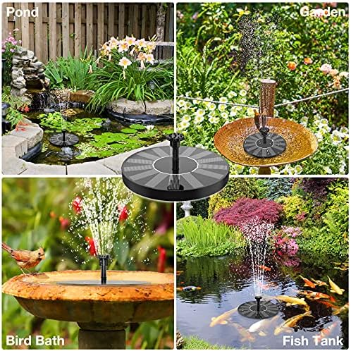 AISITIN Solar Bird Bath Fountain Pump, Solar Powered Water Fountain Pump with 6 Nozzles, Garden, Ponds, Pool, Fish Tank and Outdoor, 1.5W, 1.5W-New 2 Pack