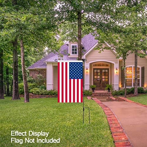 HOOSUN Garden Flag Stand, Premium Garden Flag Pole Holder Metal Wrought Iron Powder-Coated Weather-Proof Paint (2 Pack) with Tiger Clip and Spring Stoppers