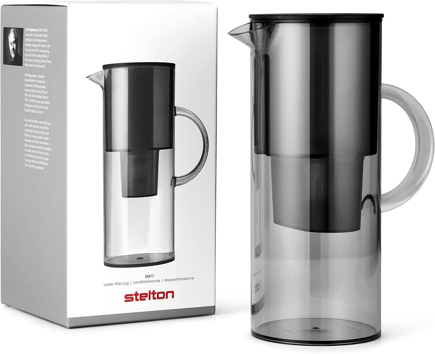 Stelton 2 Litre Water Filter Jug, Smoke