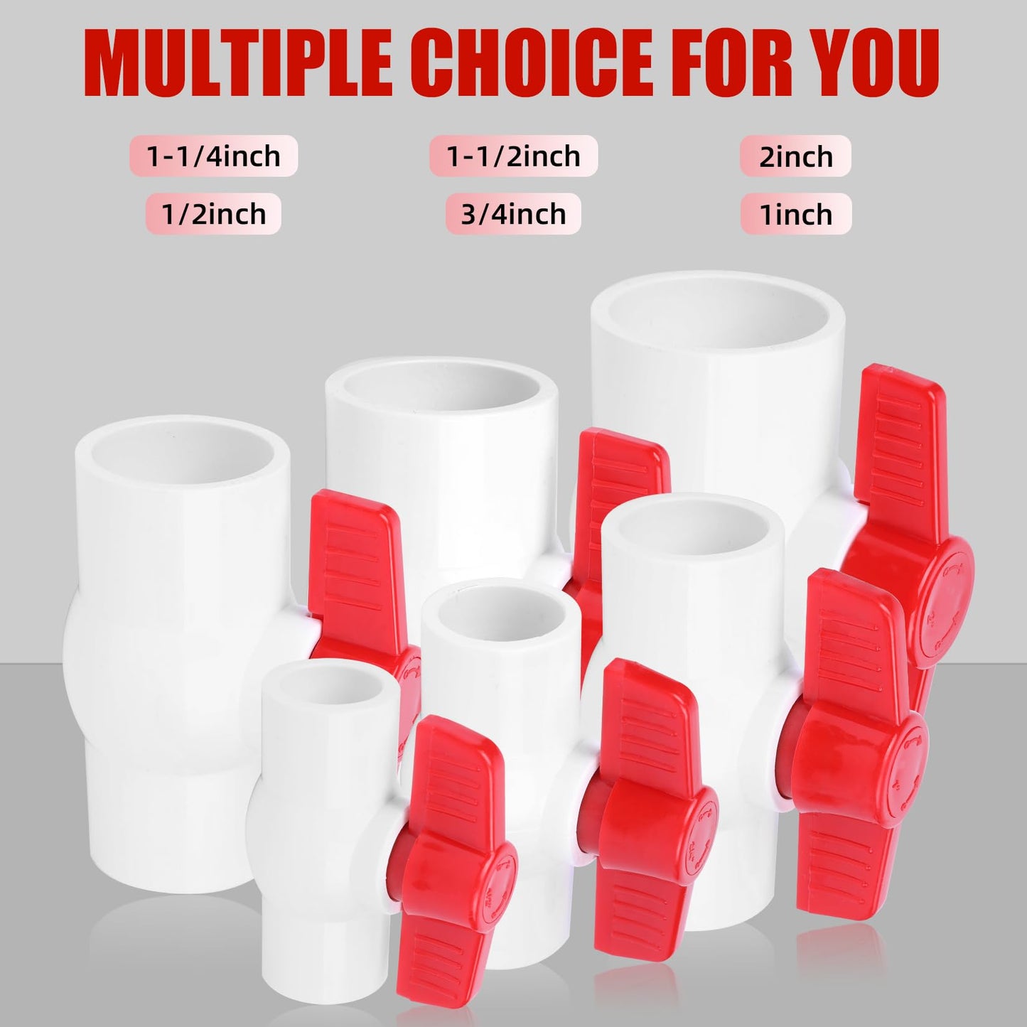 YADIAN 2 Pack 1-1/2'' PVC Ball Valves, T-handle Water Shut-Off Ball Valve Socket (Slip), PVC Valve 1-1/2 inch for Water Project, Swiming Pool, Sewage Pump, Irrigation System, Rated at 150 PSI, Socket