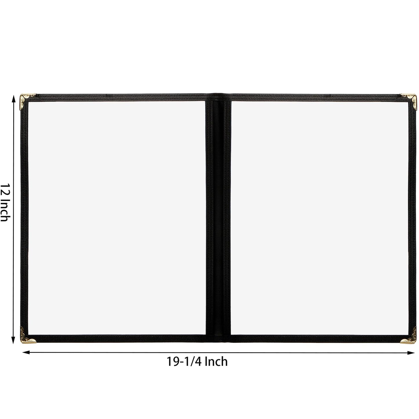 Nicunom 12 Pcak Restaurant Menu Covers, 8.5 X 11 Inch Menu Covers, 2 Page 4 View Transparent Menu Holders for Bar Cafe Restaurant, Double Stitched Edge