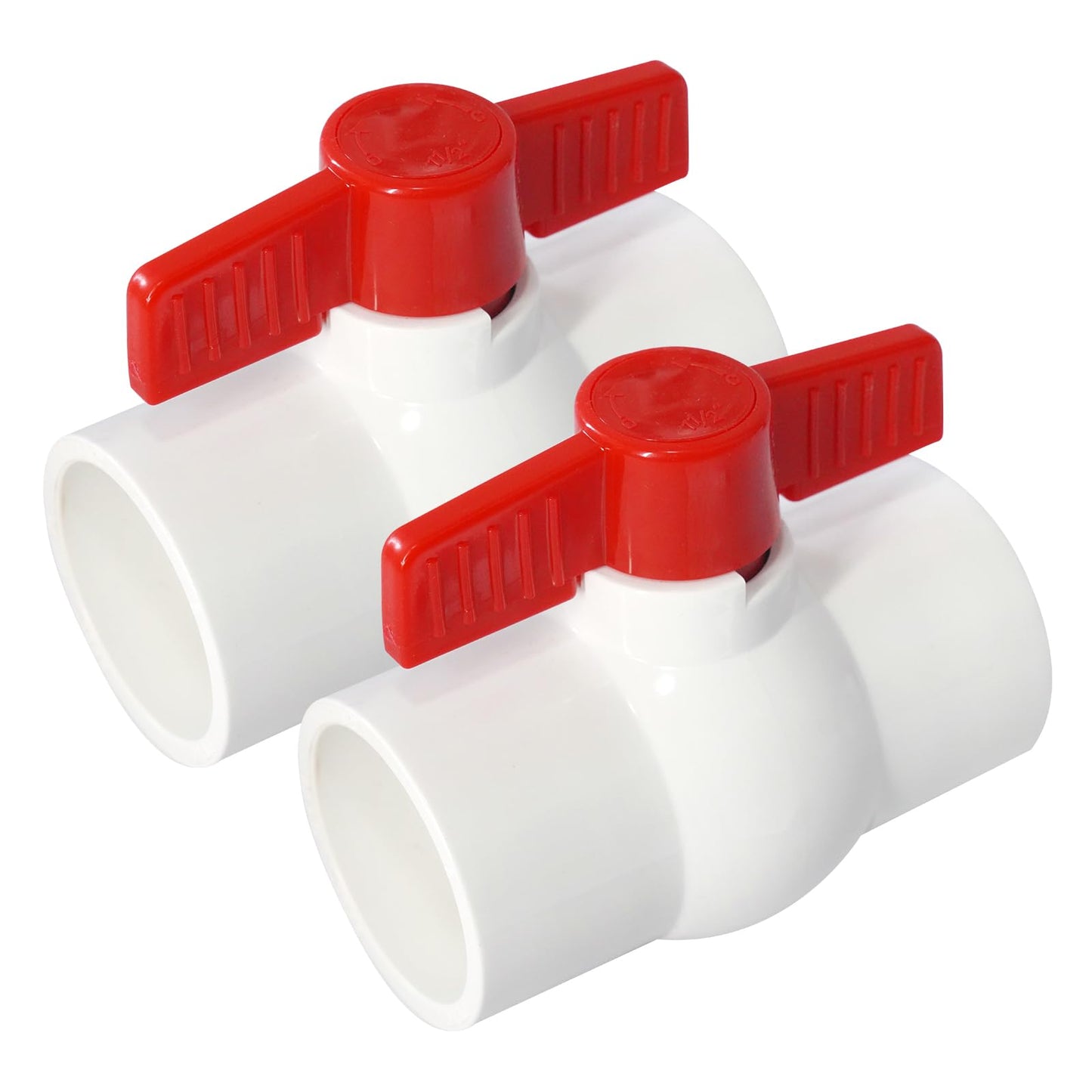 YADIAN 2 Pack 1-1/2'' PVC Ball Valves, T-handle Water Shut-Off Ball Valve Socket (Slip), PVC Valve 1-1/2 inch for Water Project, Swiming Pool, Sewage Pump, Irrigation System, Rated at 150 PSI, Socket