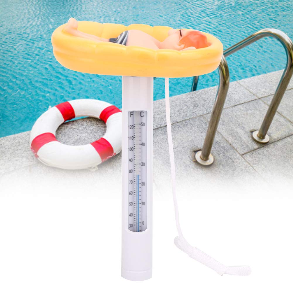 Floating Pool Thermometer, Cute Swimming Pool Thermometer with String, Floating Water Thermometer for Swimming Pool, Spa, Aquariums