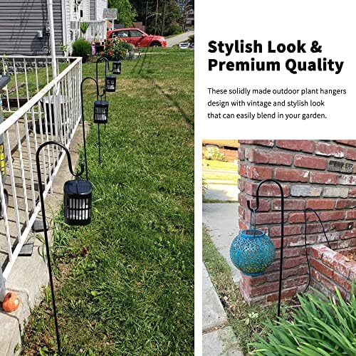 Ottsuls Bird Feeder Pole, 45 INCH Heavy Duty Shepherds Hooks for Outdoor with 5 Prong Base, Adjustable Stand Hanger for Garden Plant, Hummingbird Feeder, Lantern, Hanging Wedding Decor (1 Pack)