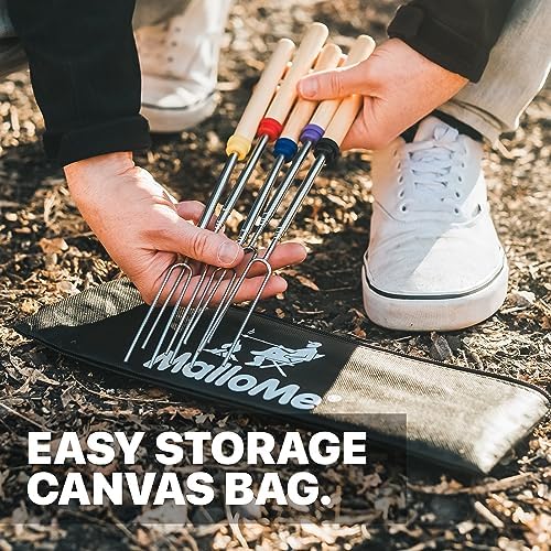 MalloMe Smores Sticks for Fire Pit - Accessories for Campfire Marshmallow Roasting Sticks Smores Kit Outdoor - Smore Skewers Hot Dog Fork For Outside, Camping Essentials Bonfire Gear Long 32" 8 Pack