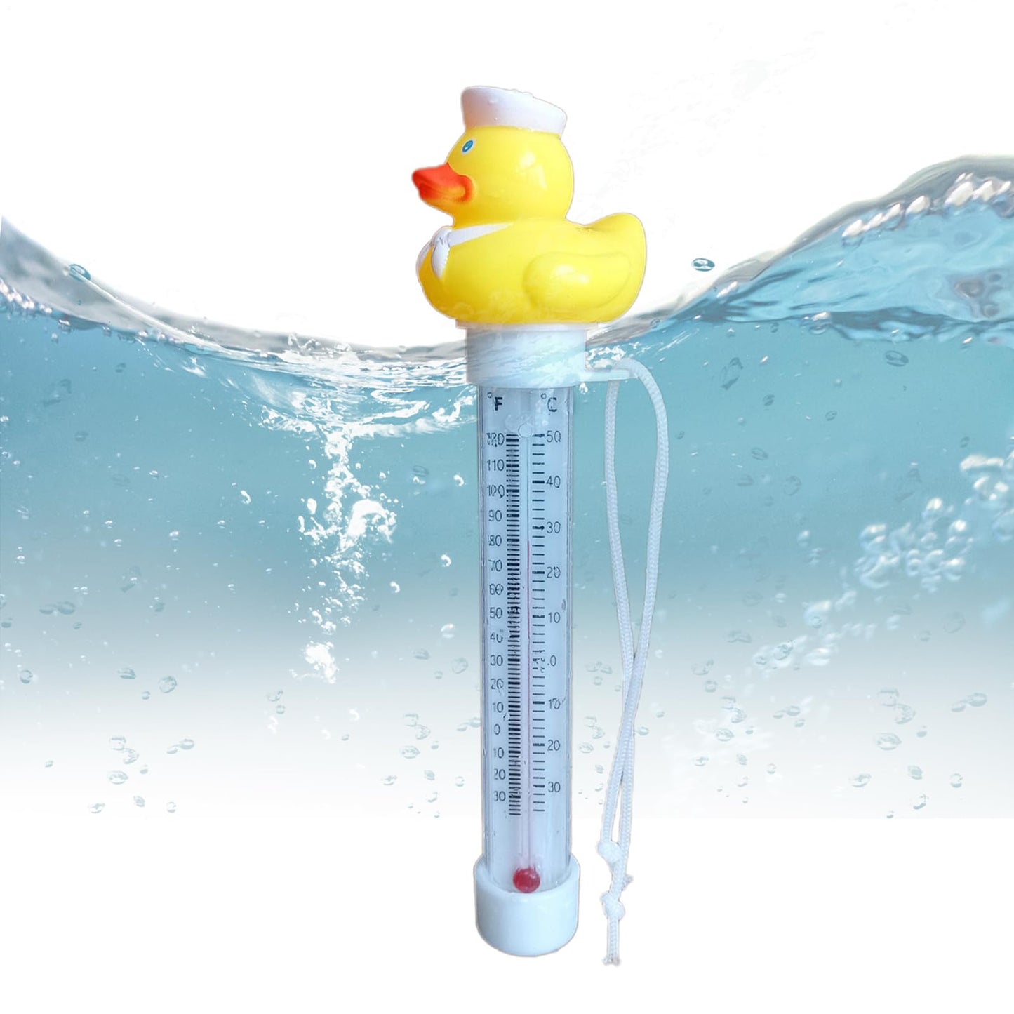 Pool Floating Thermometer, Bath Thermometer, Easy-Read Water Temperature Gauge with String, Duck Shape Floating Swimming Pool Thermometer, Temperature Gauge for Hot Tubs & Aquariums