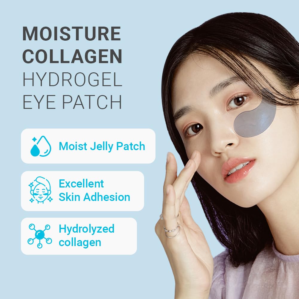 tenzero Moisture Collagen Hydrogel Eye Patch (60 pairs, 90g), Collagen Treatments for Puffy Eye, Dark Circles, Fine Lines, Revitalizing, Hydrating Eye Pads, Korean Under Eye Masks Skincare