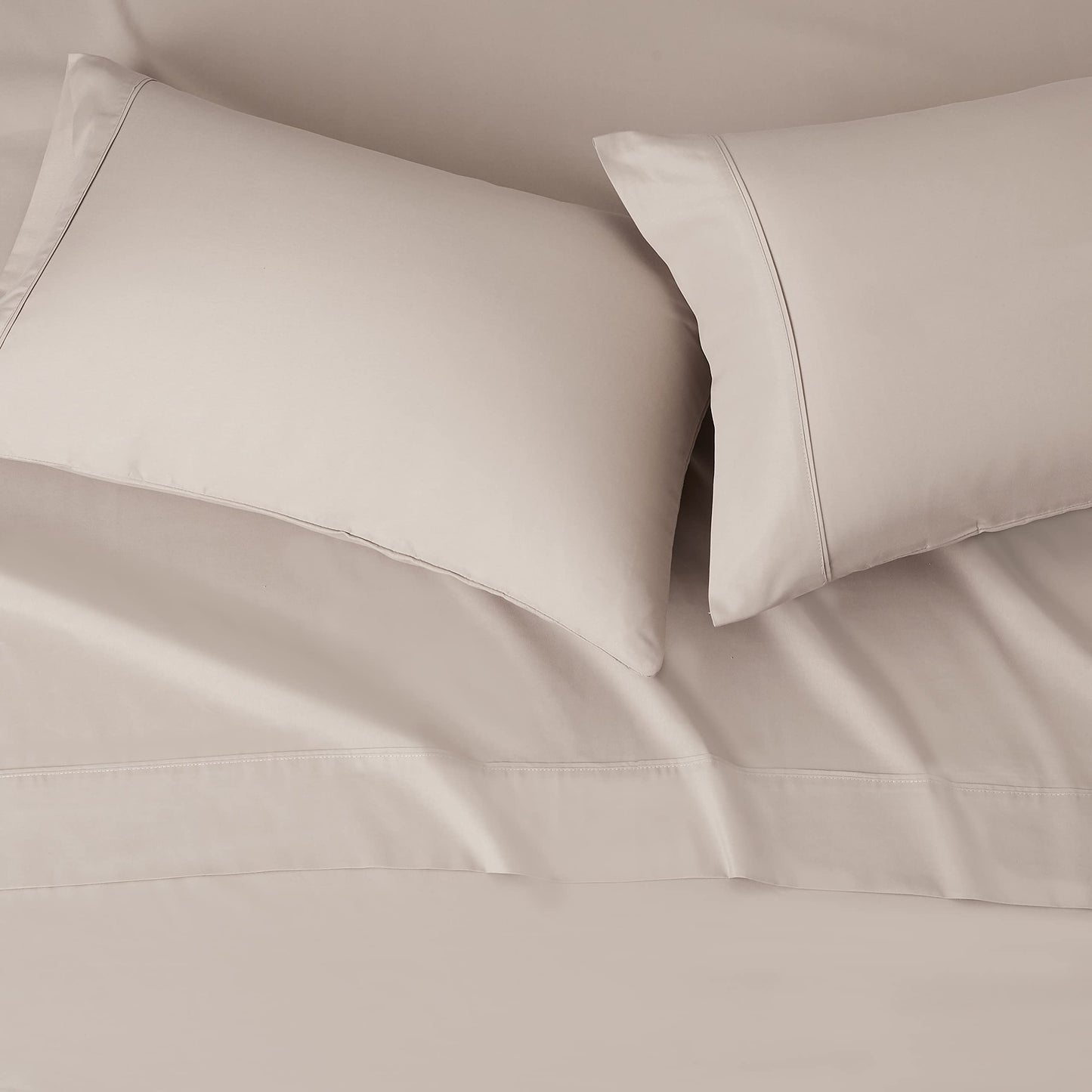 Amazon Basics Lightweight Super Soft Easy Care Wrinkle Free Breathable Microfiber 4 Piece Bed Sheet Set with 14-Inch Deep Pockets, King, Taupe, Solid