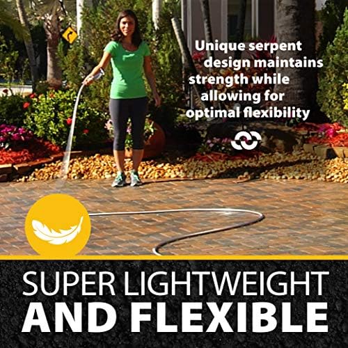 BIONIC STEEL 100 Ft Metal Garden Hose with Sprayer Nozzle, Non Kinking Designed Stainless Steel Heavy Duty Water Hose 100 Ft x 5/8 in. Flexible NON Expandable for Uninterrupted Water Flow, 500 PSI