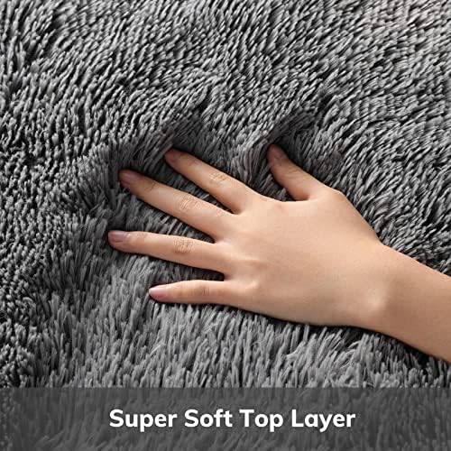 Ophanie Area Rugs for Bedroom, Upgrade Non-Slip Grey Fluffy Soft Shag Carpet, Indoor Floor Gray 4x6 Fuzzy Shaggy Living Room Plush Rug for Kids Home Dorm Decor Aesthetic