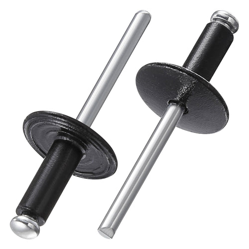 Wensilon(150 pcs) 3/16 * 5/8" Large Cap Open End Black Aluminum Blind Rivets,5 * 16 Blind Rivet