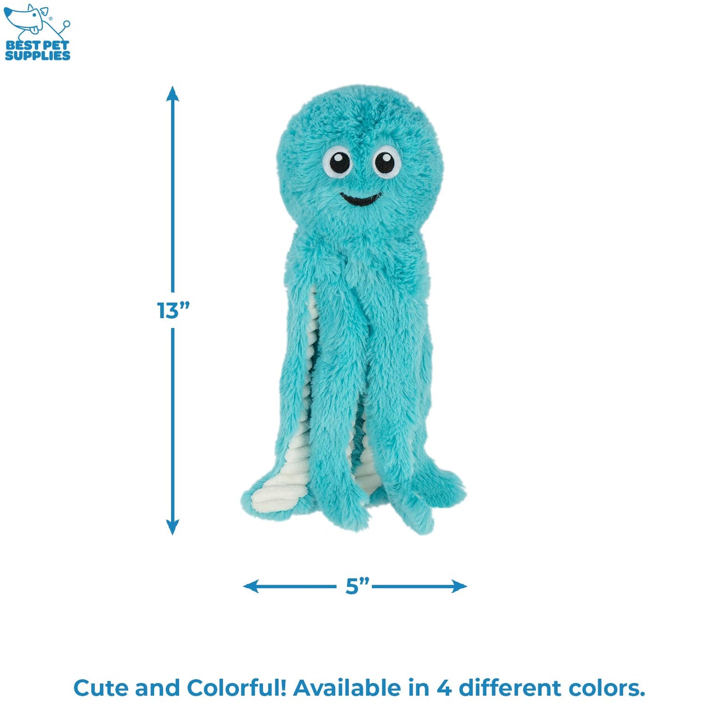 Best Pet Supplies OctoMutant Crinkle Plush Dog Toys for Interactive Play, Puppy and Senior Indoor Play, Soft Head Stuffing, Cute and Cuddly - Bundle (Fuchsia, Purple, Turquoise)
