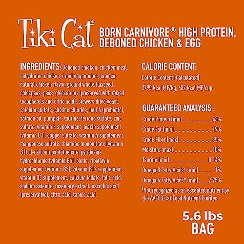 Tiki Cat Born Carnivore High Protein Dry Cat Food, Deboned Chicken & Egg 5.6 lbs. Bag