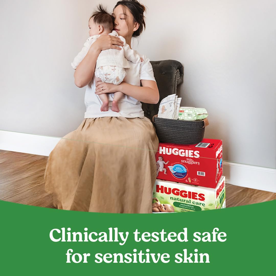 Huggies Natural Care Sensitive Baby Wipes, Unscented, Hypoallergenic, 99% Purified Water, 15 Flip-Top Packs (960 Wipes Total)
