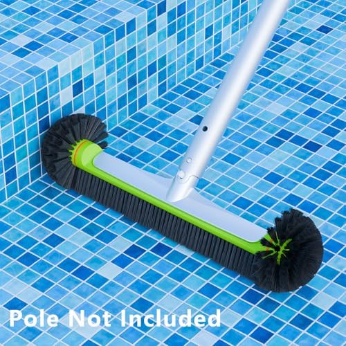Sepetrel Pool Brush Head for Cleaning Walls,Heavy Duty Inground/Above Ground Swimming Pool Round Scrub Brushes with Premium Strong Bristle & Reinforced Aluminium Back