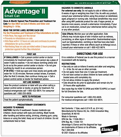 Advantage II Small Cat Vet-Recommended Flea Treatment & Prevention | Cats 5-9 lbs. | 1-Month Supply