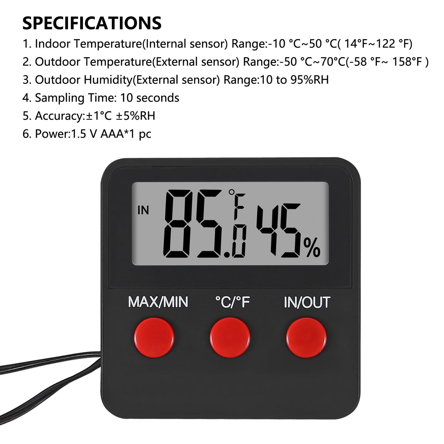 4Pcs Digital Thermometer and Humidity Thermometers Indoor and Outdoor Digital Temperature and Hygrometer Gauge with Probe for Reptile Terrarium Thermometer Pet Keeping