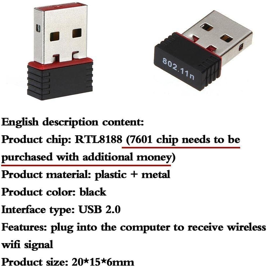2 Pcs Black Mini for 150Mbps USB and for USB 2.0 WiFi Adapter Free Driver Wireless for 802.11n Wireless Compatible with IEEE for 802.11n,IEEE 802.11g,for IEEE 802.11b Standard 150M Network LAN Card Ne