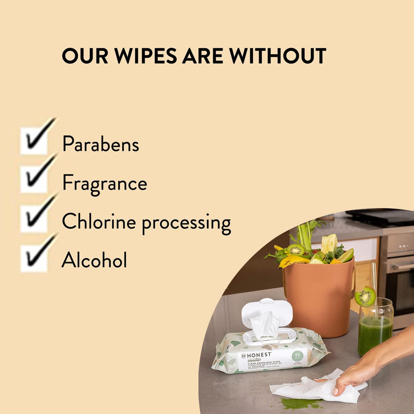 The Honest Company Clean Conscious Multi-Use Wipes | Hypoallergenic + Unscented for Sensitive Skin | Over 99% Water, Compostable, Plant Based, Baby Wipes | Rose Blossom, 288 Count