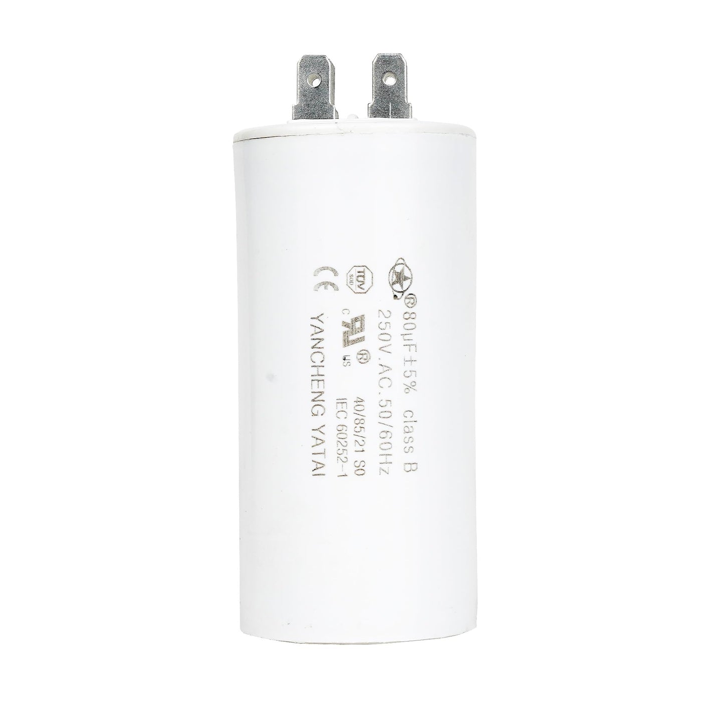 YATAI CBB60 Capacitor 80uF 250V AC, 4-Pin Run Capacitor, 50/60Hz, 1.64 x 3.54 in Cylinder, for Irrigation Pump, Washing Machine, Cement Mixer, and Dehumidifier