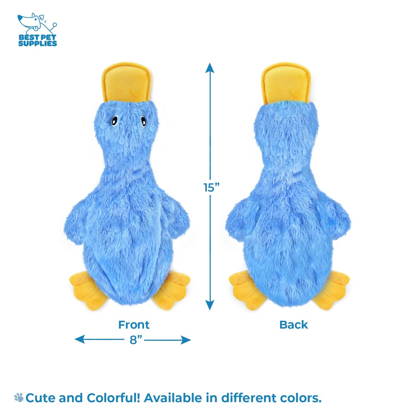 Best Pet Supplies Crinkle Dog Toy for Small, Medium, and Large Breeds, Cute No Stuffing Duck with Soft Squeaker, Fun for Indoor Puppies and Senior Pups, Plush No Mess Chew and Play - Yellow,Blue,Pink