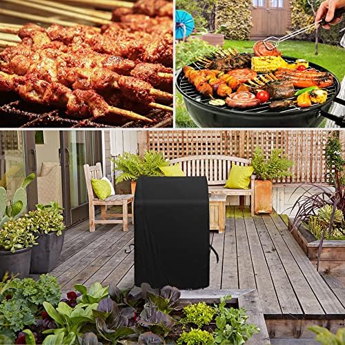 Grill Cover 30in, iCOVER Waterproof BBQ Covers for Two Burner Small Vertical Smoker, Lightweight Easy On/Off, Dustproof UV-Resistant Fit Grills with Collapsed Side Tables