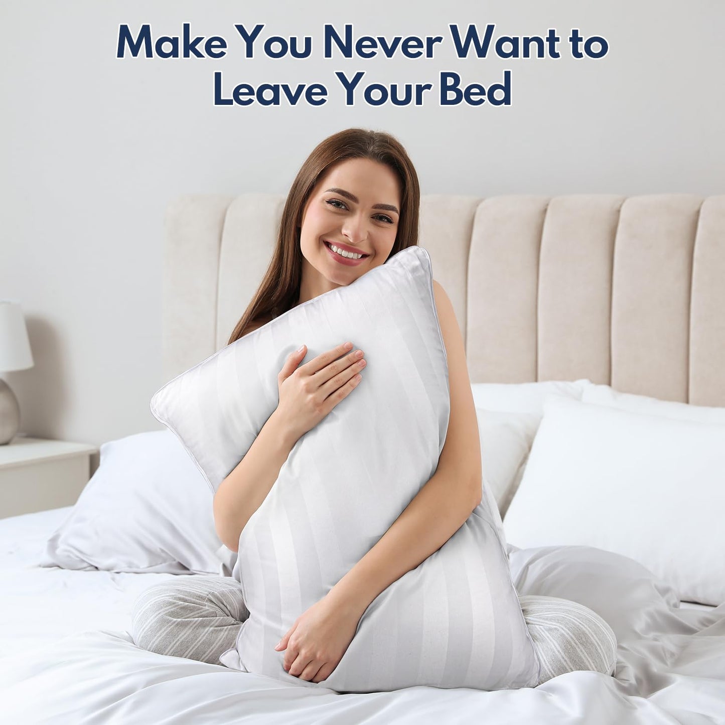 DIORIS Pillows Queen Size Set of 2 - Luxury Hotel Bed Pillows for Sleeping, Supportive Side Sleeper Pillow for Neck and Shoulder Pain Relief, Down Alternative Fill for Back, Stomach Sleepers