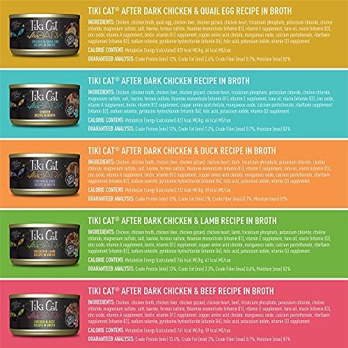 Tiki Cat After Dark, Variety Pack, High-Protein and 100% Non-GMO Ingredients, Wet Cat Food for Adult Cats, 2.8 oz. Cans (Pack of 12)