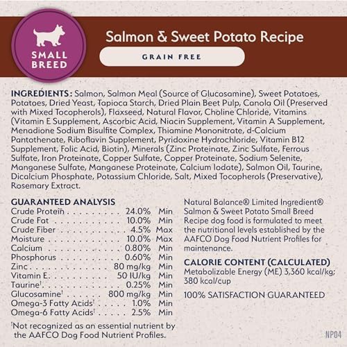 Natural Balance Limited Ingredient Small Breed Adult Grain-Free Dry Dog Food, Salmon & Sweet Potato Recipe, 12 Pound (Pack of 1)