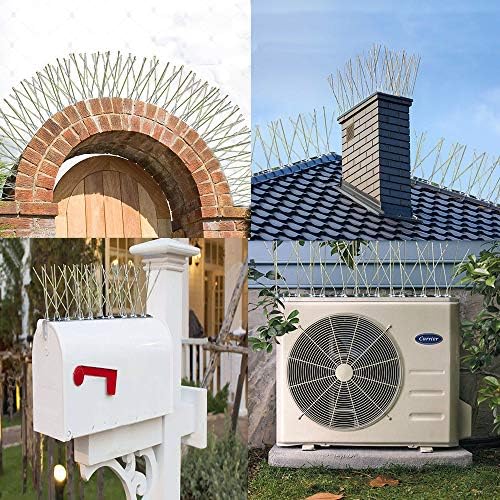 PANGCH Bird Spikes,Stainless Steel Bird Spikes Metal Bird Spikes Fence Spikes Easy to Install - 10 Strips 10.82 Feet Coverage