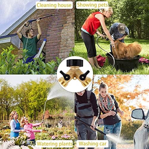 Biswing 2 Pack Garden Hose Splitter 2 Way, Heavy Duty Brass Connector Tap Splitter, Y Splitter 2 Valves with 4 Extra Rubber Washers