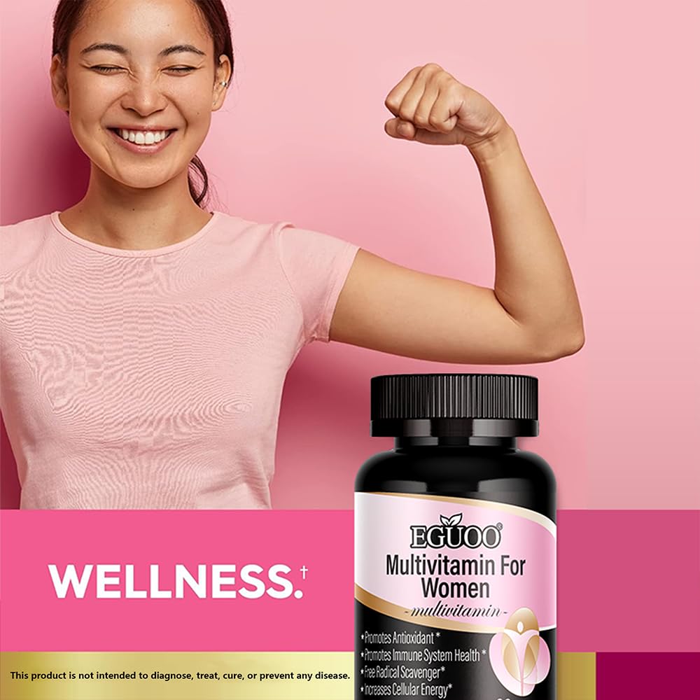 EGUOO Multivitamin for Women - Womens Multivitamin with Vitamin C, E, Biotin and Folic Acid Vitamins for Women - Womens Vitamins for Energy, Immune, Brain, Heart, Eye and Bone Health, 90 Capsules