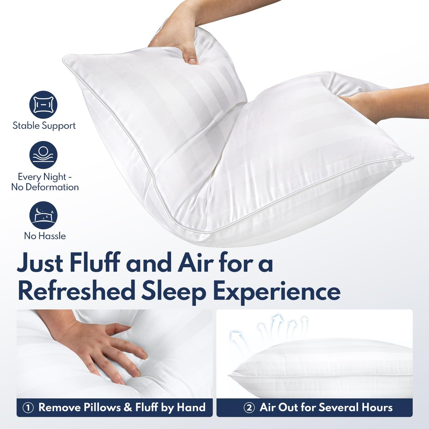 DIORIS Pillows Queen Size Set of 2 - Luxury Hotel Bed Pillows for Sleeping, Supportive Side Sleeper Pillow for Neck and Shoulder Pain Relief, Down Alternative Fill for Back, Stomach Sleepers