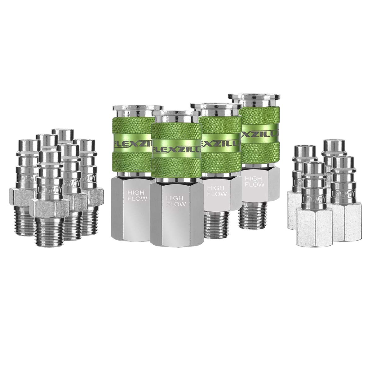 Flexzilla Pro High Flow Coupler & Plug Kit, 1/4" NPT, 14-Piece - A53458FZ