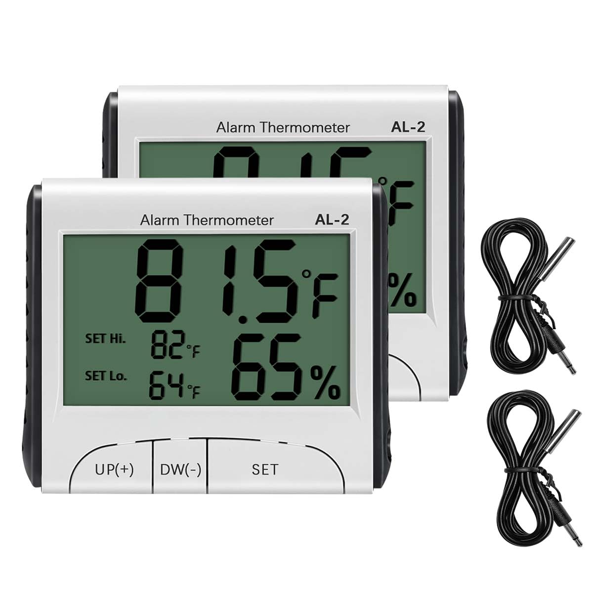 LXSZRPH Reptile Thermometer Hygrometer with High Low Temperature Alarm Digital Aquarium Thermometer with Hook and Loop Temperature Humidity Meter Gauge for Terrariums, Vivariums, Reptile Tanks (2)